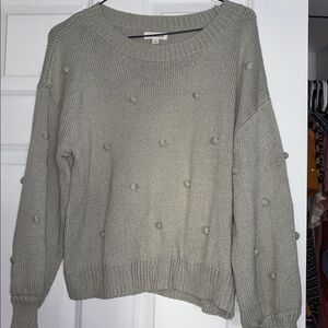 Blu Pepper Sweater with Pom Pom Accents
